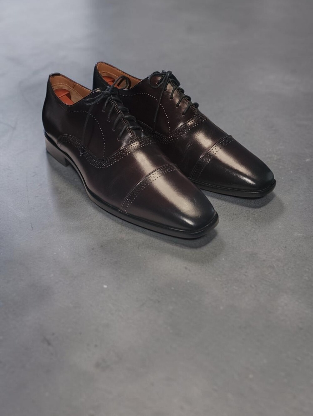 Men Vintage Leather Dark Brown Cap Roe Oxfords By Flag Ltd. Size 9M